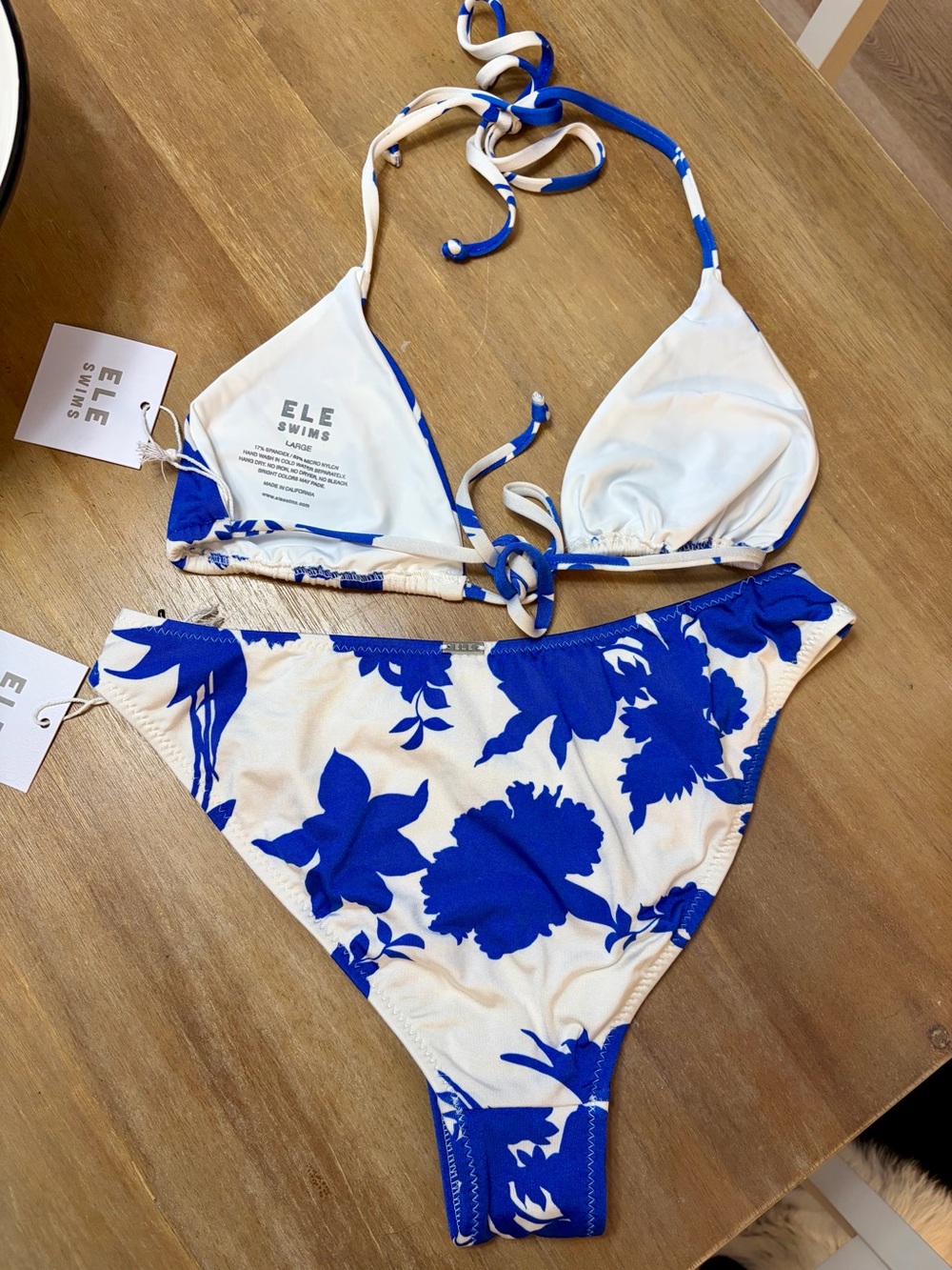 ELE SWIMS Rosa Cardiff Bikini Set Biarritz Blue L NWT - Picture 2 of 2